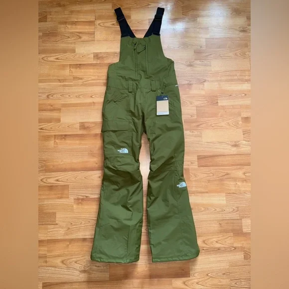 The North Face Women Sz XS Short freedom insulated Snow Ski bib Forest Olive New - Picture 8 of 16